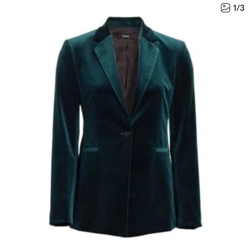 Theory Velvet Blazer - Deep Green